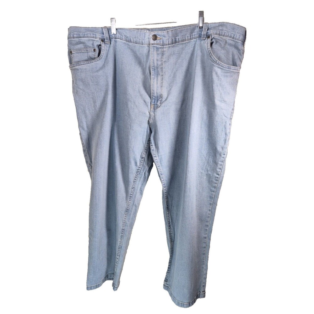 Harbor Bay Mens Jeans 52x28 Light Wash Athletic Fit Blue Denim Big & Tall